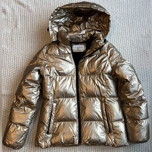 BCBGeneration Gold Metallic Puffer Jacket